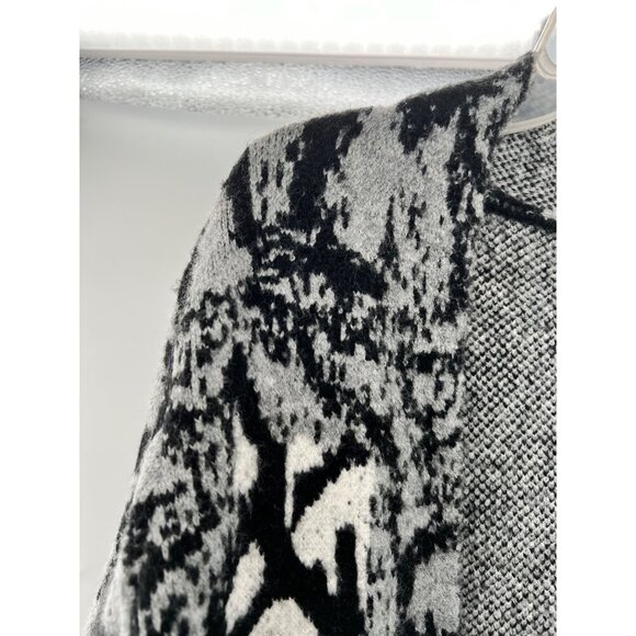 Elena Wang Snake Print Knit Cardigan Open Front Gray/Black Size Small Pockets - Picture 4 of 9